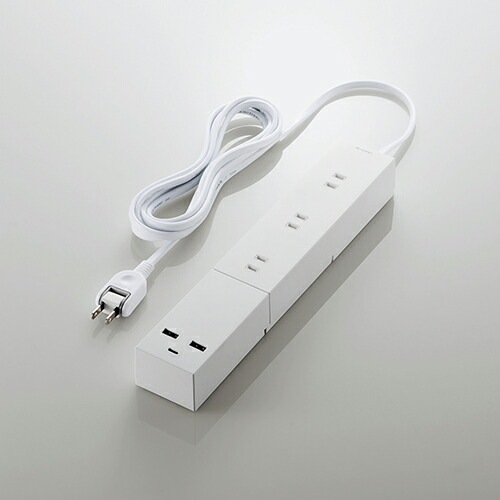USBタップ 32W モジュール型 Cx1 Ax2 ACx3 ケーブル長 2.5m ホワイト ECT-23325WH USBタップ 32W モジュール型 Cx1 Ax2 ACx3 ケーブル長 2.5m ホワイト ECT-23325WH