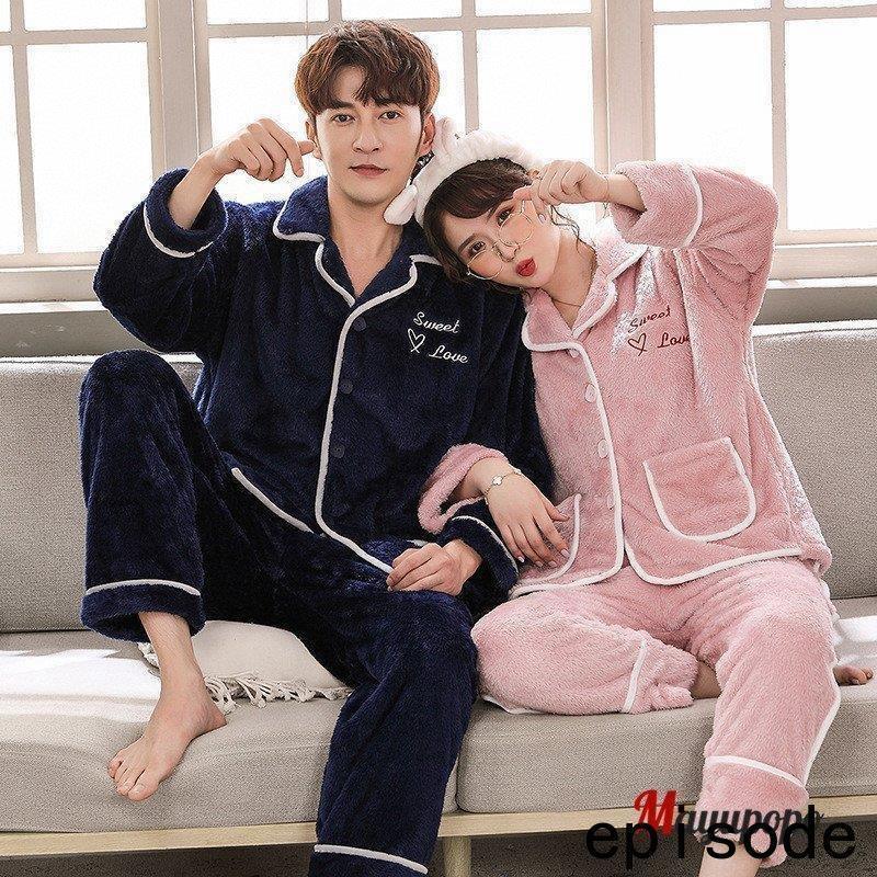 ウェア モコモコ パジャマ ペア パジャマ パジャマ 長袖 上下セット ナイトウェア 部屋着 ふわふわ 男性 女性 寝間着