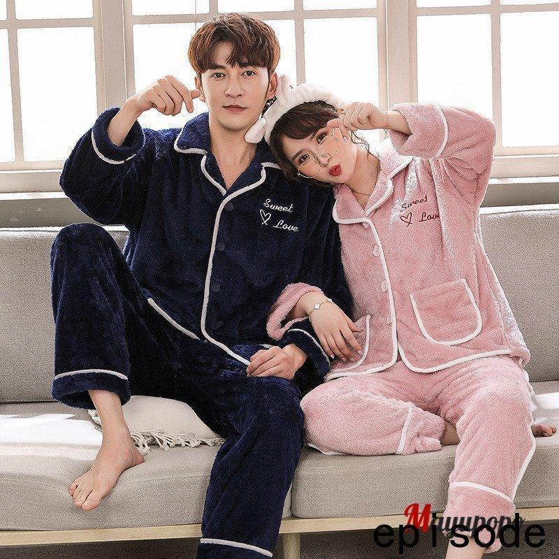 ウェア モコモコ パジャマ ペア パジャマ パジャマ 長袖 上下セット ナイトウェア 部屋着 ふわふわ 男性 女性 寝間着