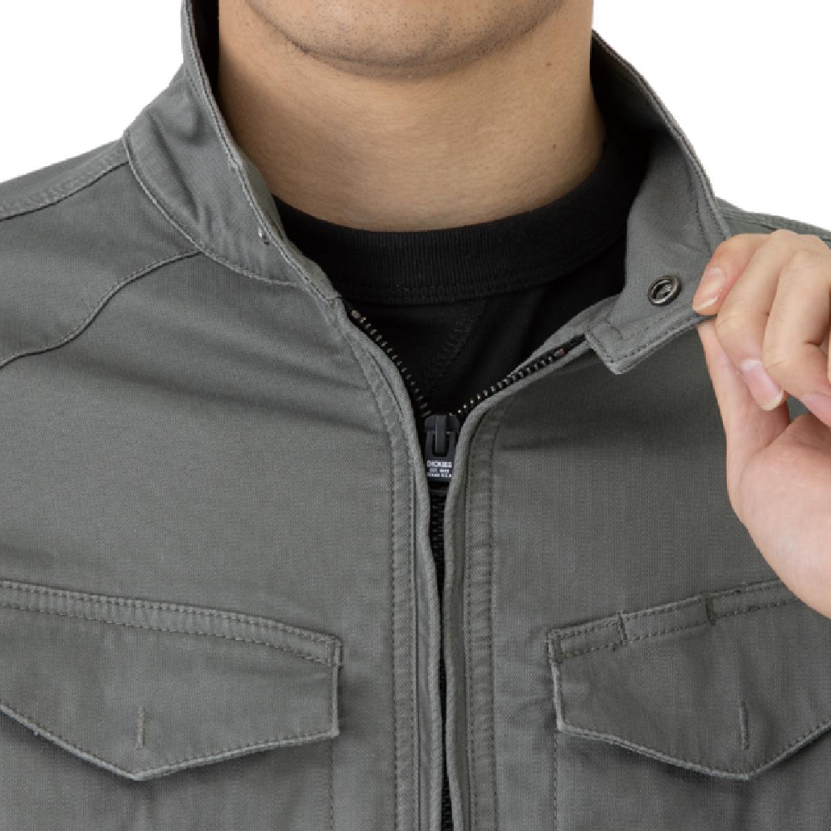 Dickies ヘリンボーンジャケット チャコール LL D-2910 ディッキーズ 作業着 作業服 ストレッチ 長袖 ジャケット