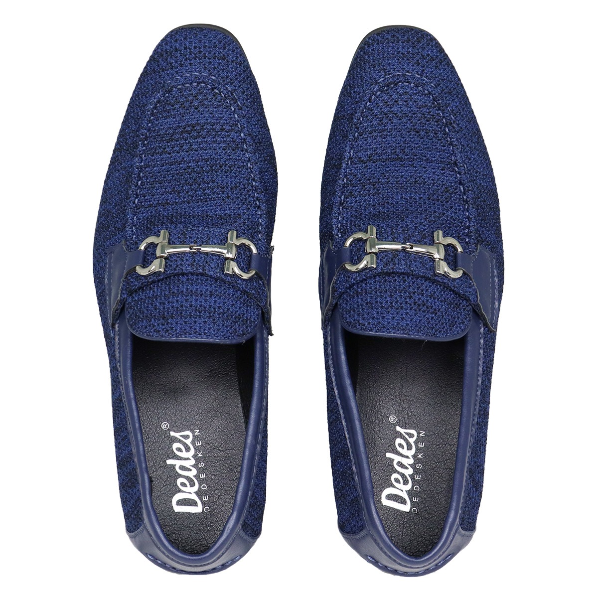 ローファー メンズ おしゃれ ビット 幅広 3E 歩きやすい シンプル カジュアル Uチップ メッシュ 2.5cmヒール 6325 青 ネイビー グレー Dedes