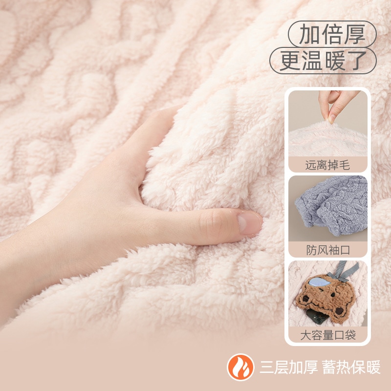 サンゴのベルベットの寝衣の女性秋冬の新しいベルベットの厚い綿のパジャマの中の長いフランネルの家庭服
