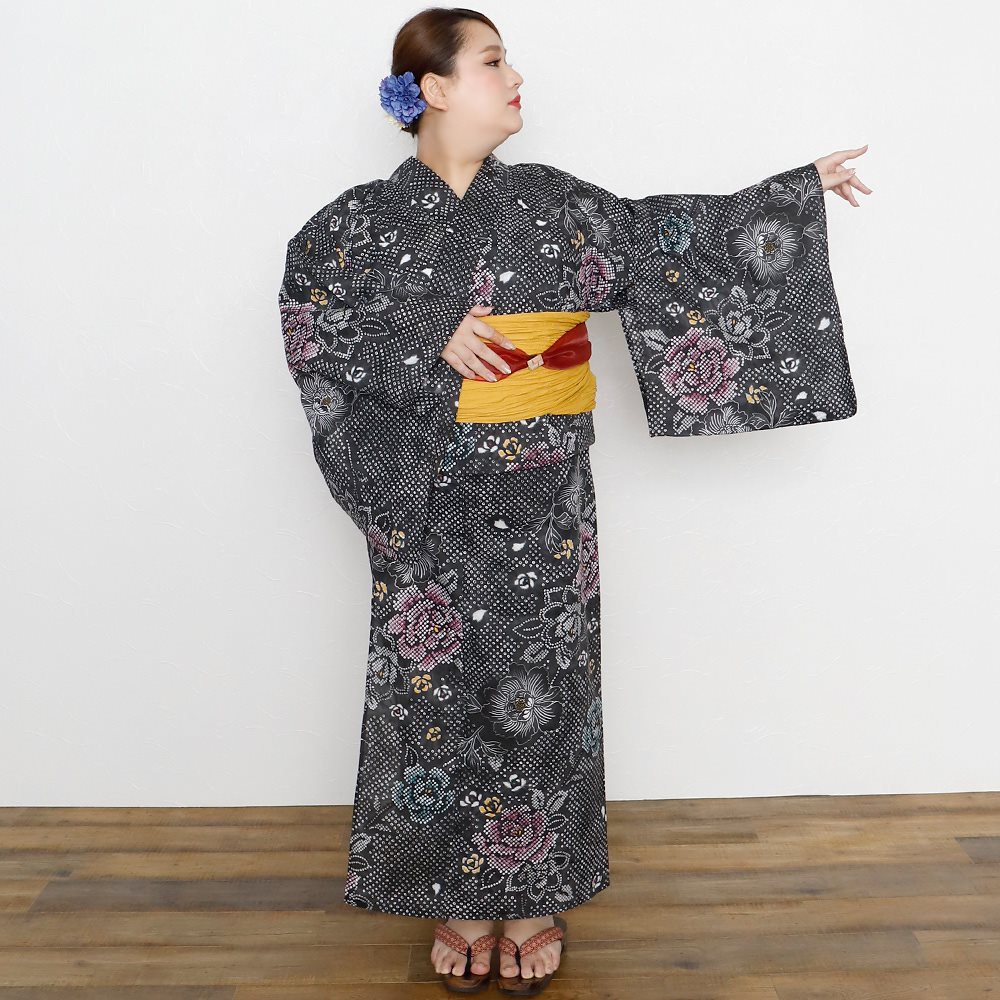 浴衣　大きいサイズ　レディース　ゆかた　大人　浴衣単品　３Ｌ　４Ｌ　ぽっちゃり　ふくよかさん向け　大