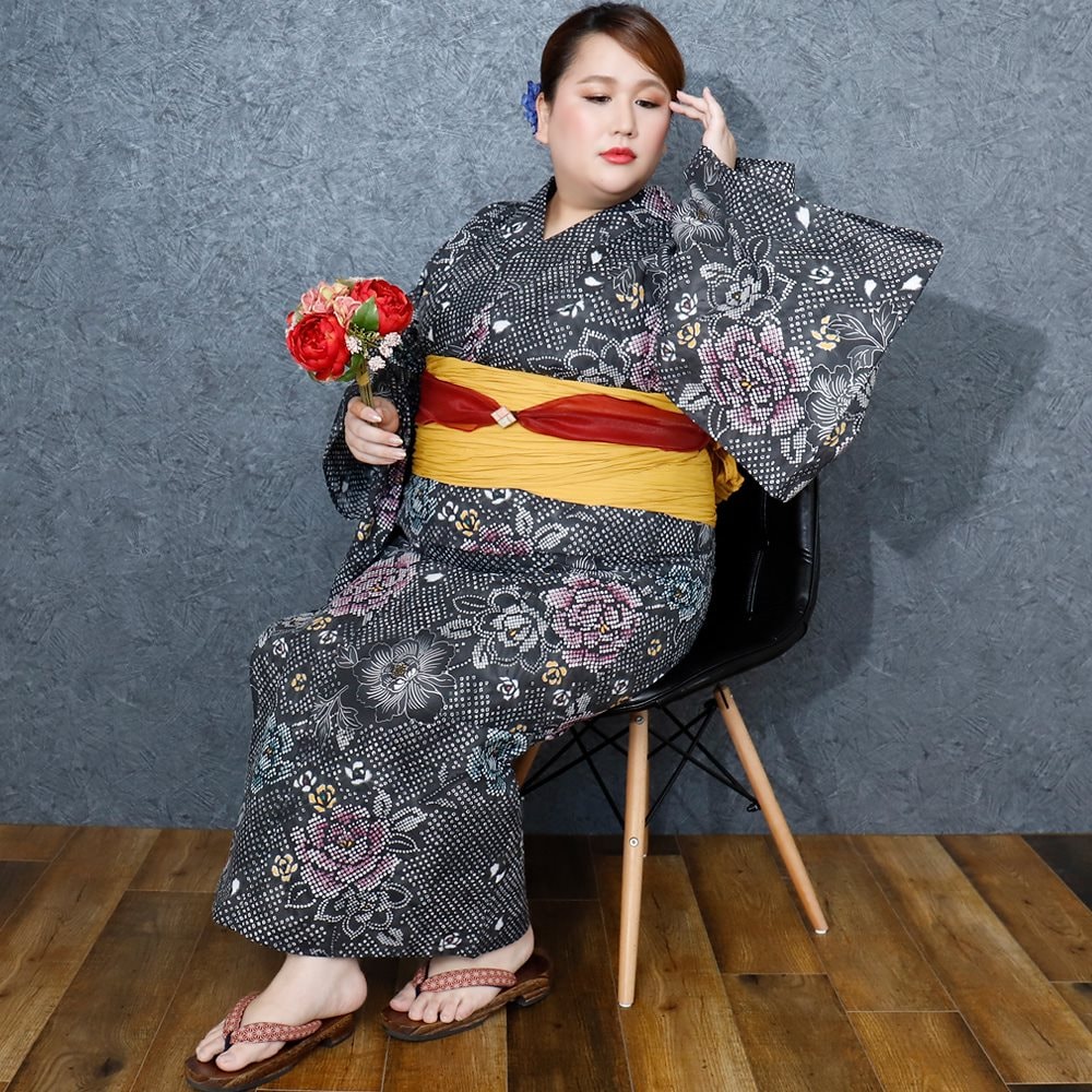浴衣　大きいサイズ　レディース　ゆかた　大人　浴衣単品　３Ｌ　４Ｌ　ぽっちゃり　ふくよかさん向け　大