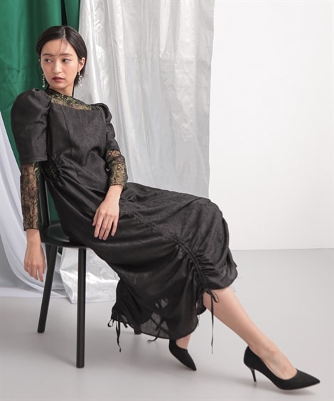 ドレス 結婚式・パーティー・オケージョンドレス スタンドカラー裾シャーリンデザインワンピースドレス大きいサイズ有Callarus ドレス 結婚式・パーティー・オケージョンドレス スタンドカラー裾シャーリンデザインワンピースドレス大きいサイズ有Callarus