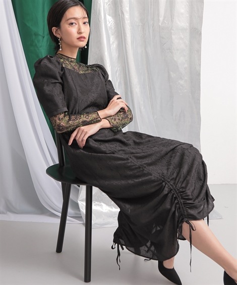 ドレス 結婚式・パーティー・オケージョンドレス スタンドカラー裾シャーリンデザインワンピースドレス大きいサイズ有Callarus ドレス 結婚式・パーティー・オケージョンドレス スタンドカラー裾シャーリンデザインワンピースドレス大きいサイズ有Callarus