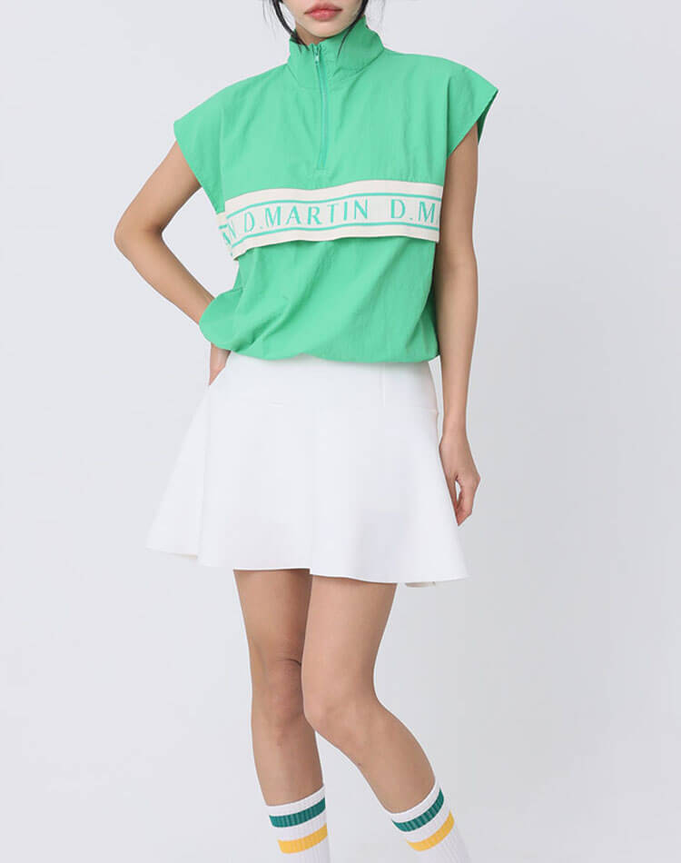 ゴルフウェア ベスト レディース 韓国 トップス 半袖 ノースリーブ ハーフジップ ロゴ ライン バイカラー 配色 スポーティ おしゃれ かわいい 体型カバー ゆったり 裾絞り 軽量 トレンド 春 夏 ゴルフウェア ベスト レディース 韓国 トップス 半袖 ノースリーブ ハーフジップ ロゴ ライン バイカラー 配色 スポーティ おしゃれ かわいい 体型カバー ゆったり 裾絞り 軽量 トレンド 春 夏