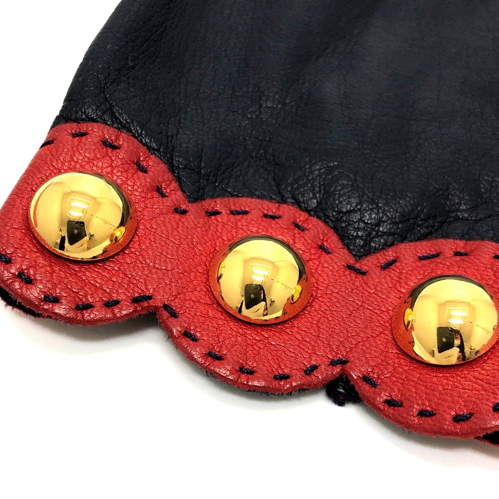 グローブ アパレル ファッション小物 手袋 レザー ネイビー/レッド