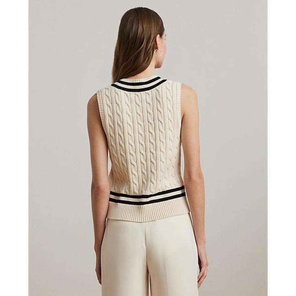 ローレンラルフローレンケーブルニットコットンクリケットセーターベスト (WMLRSWESCM20049101)