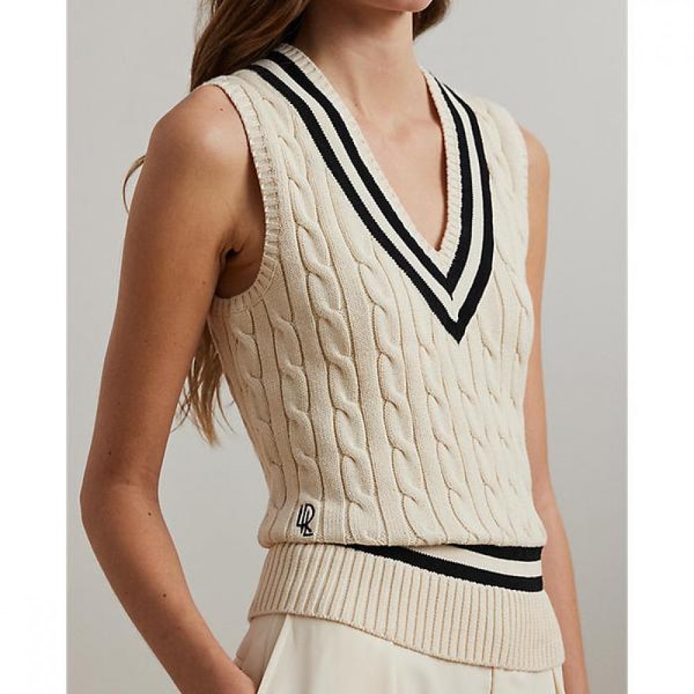 ローレンラルフローレンケーブルニットコットンクリケットセーターベスト (WMLRSWESCM20049101)