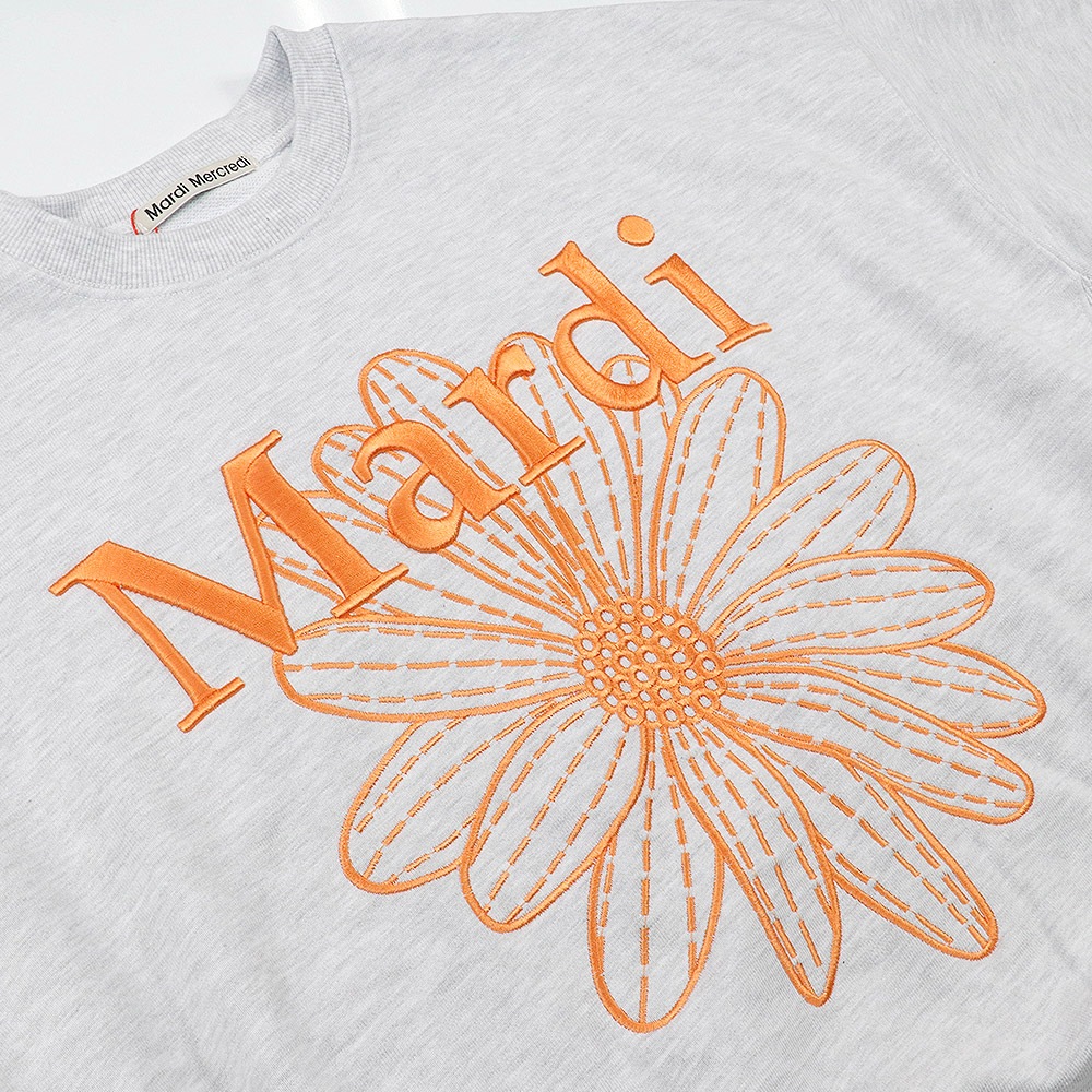 SWEATSHIRT FLOWERMARDI NEEDLEWORK HEATHER ORANGE 長袖 レディース 韓国 ファッション アパレル 刺繍 ロゴ