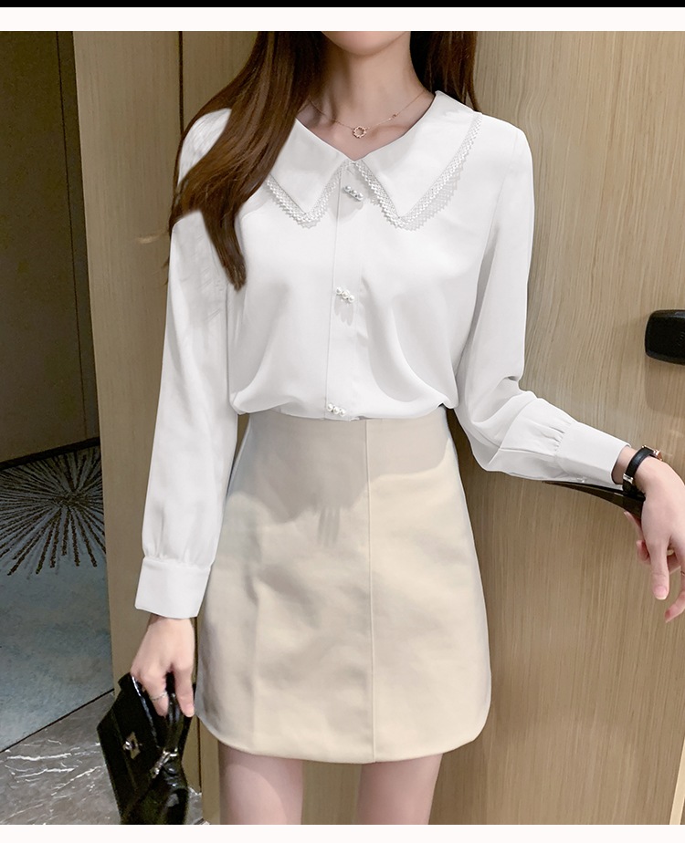トップス シャツ ブラウス 袖あり 長袖 襟付き ワイド ポリエステル かわいい 大人可愛い きれいめ シンプル カジュアル 大人 上品 おしゃれ 大人女子 こなれ感 298e1c7d4bf50e44ed32b143cd8153