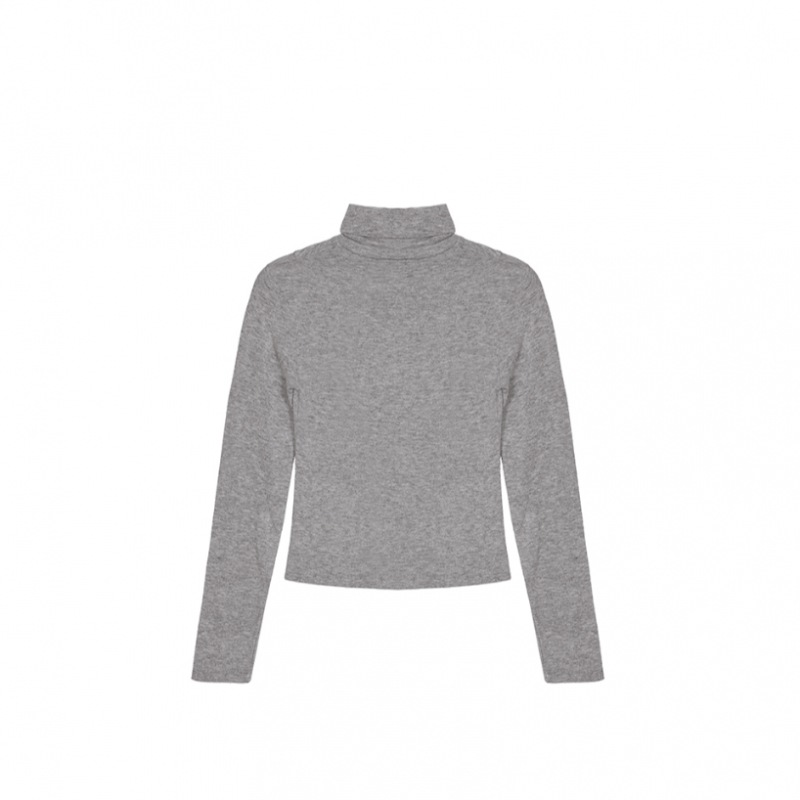 ニック&ニコールニコールピンタックラインタートルネックトップ_グレー ニック&ニコールニコールピンタックラインタートルネックトップ_グレー