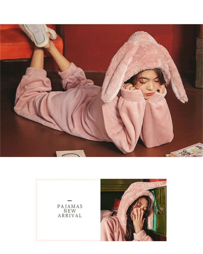 10pscグループ・バイペアパジャマ カップル ウエア ふわもこ うさぎ ペアルック ウェア ペアお揃い 部屋着 フランネル オールインワン 着ぐるみ ナイトウェア レディース メンズ パジャマ