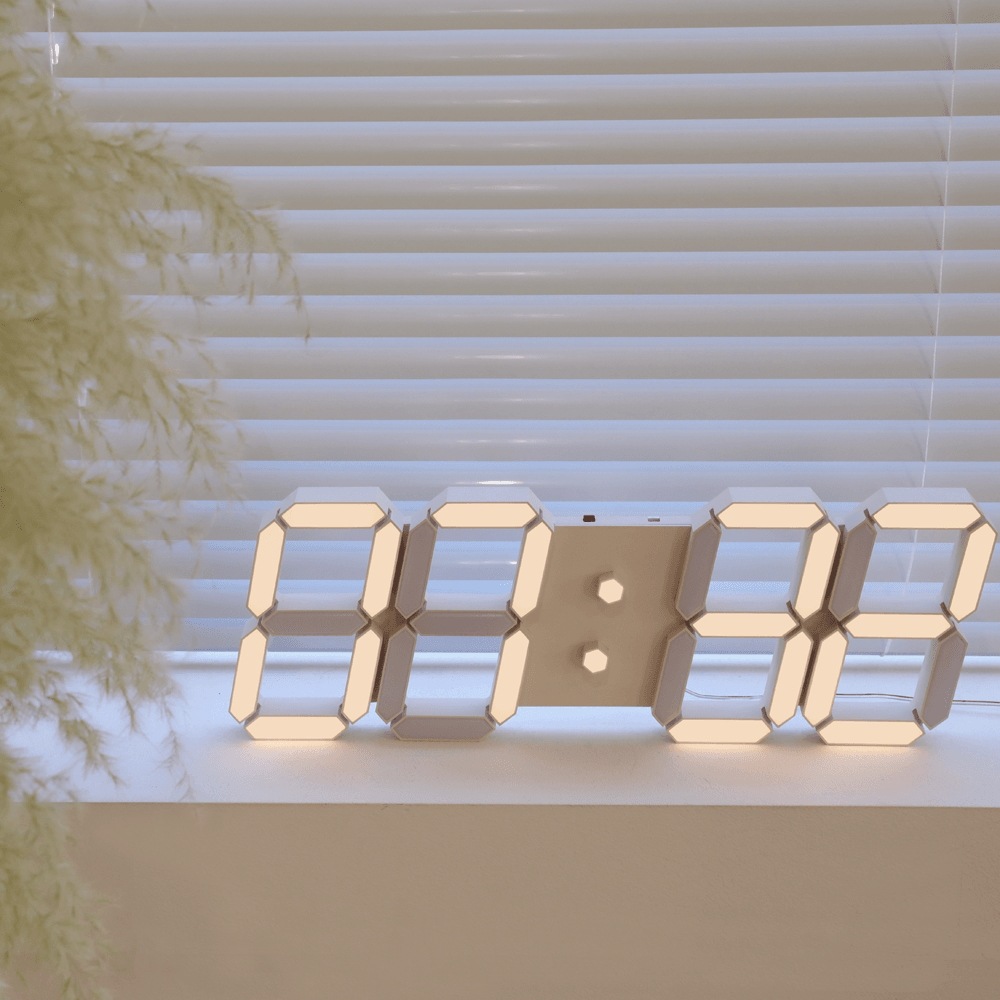 アプリコットクリームスマートLEDデジタル時計壁掛け時計壁け時計 アプリコットクリームスマートLEDデジタル時計壁掛け時計壁け時計