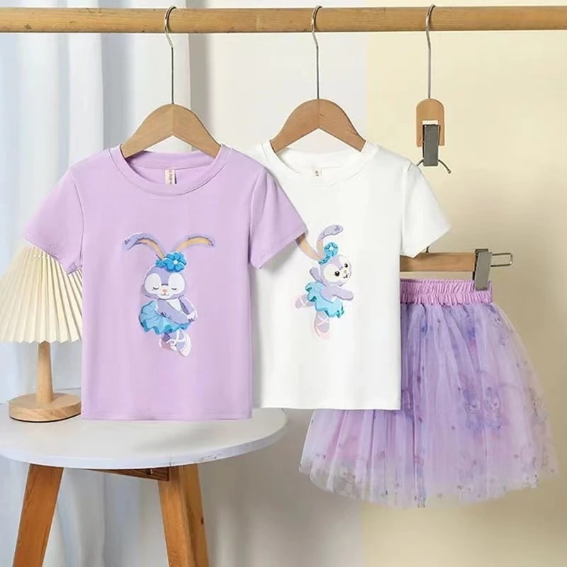 【期間限定】可愛い ステラルー 子供服 半袖 tシャツ ベールスカート 上下2点セット 夏 キャラクター キッズ 女の子ワンピース 通学着 韓国子供服 セットアップ