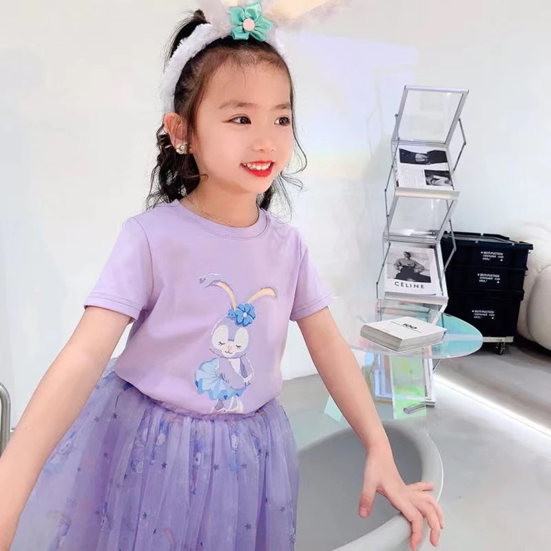 【期間限定】可愛い ステラルー 子供服 半袖 tシャツ ベールスカート 上下2点セット 夏 キャラクター キッズ 女の子ワンピース 通学着 韓国子供服 セットアップ
