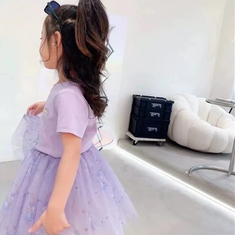 【期間限定】可愛い ステラルー 子供服 半袖 tシャツ ベールスカート 上下2点セット 夏 キャラクター キッズ 女の子ワンピース 通学着 韓国子供服 セットアップ