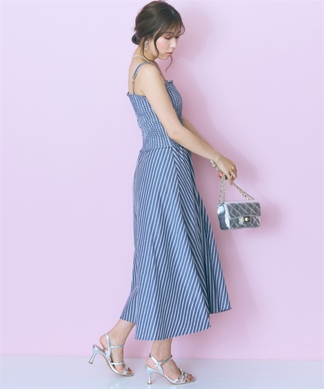 ミニ・ひざ丈/半袖 大きいサイズ 2点セット ストライプシャツ+ワンピース marun ミニ・ひざ丈/半袖 大きいサイズ 2点セット ストライプシャツ+ワンピース marun