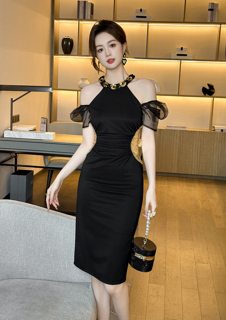 【JY.上品】 2024夏新品 ホルダーネック セクシー ワンピース スリム ドレス パーティー キャバ 大人 同窓会 披露宴 卒業式 結婚式 演奏会 ウェディング 二次会 メガ割