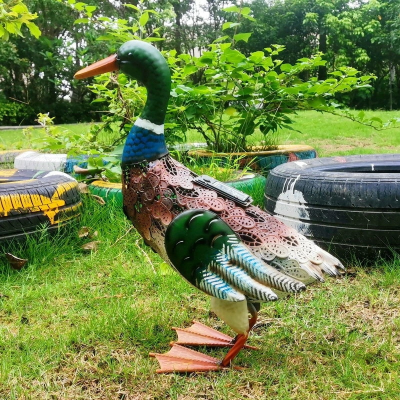 コスパ最高鳥 アヒル カモ ガーデンライト ソーラー ライト 太陽光 LED おしゃれ 屋外 庭 置き型 置物 オブジェ インテリア モダン 動物 bq683