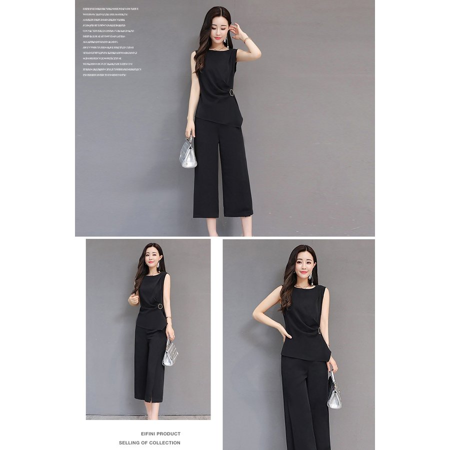 セットアップ 春夏 レディース パンツスーツ ワイドパンツ フォーマル 上下セット ノースリーブ 2点セット 九分丈 OL 着やせ 上品 卒業式 結婚式S/M/L/XL/XXL セットアップ 春夏 レディース パンツスーツ ワイドパンツ フォーマル 上下セット ノースリーブ 2点セット 九分丈 OL 着やせ 上品 卒業式 結婚式S/M/L/XL/XXL