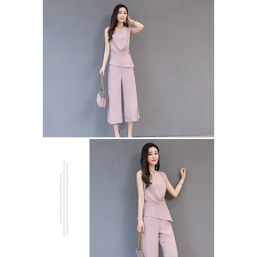 セットアップ 春夏 レディース パンツスーツ ワイドパンツ フォーマル 上下セット ノースリーブ 2点セット 九分丈 OL 着やせ 上品 卒業式 結婚式S/M/L/XL/XXL セットアップ 春夏 レディース パンツスーツ ワイドパンツ フォーマル 上下セット ノースリーブ 2点セット 九分丈 OL 着やせ 上品 卒業式 結婚式S/M/L/XL/XXL
