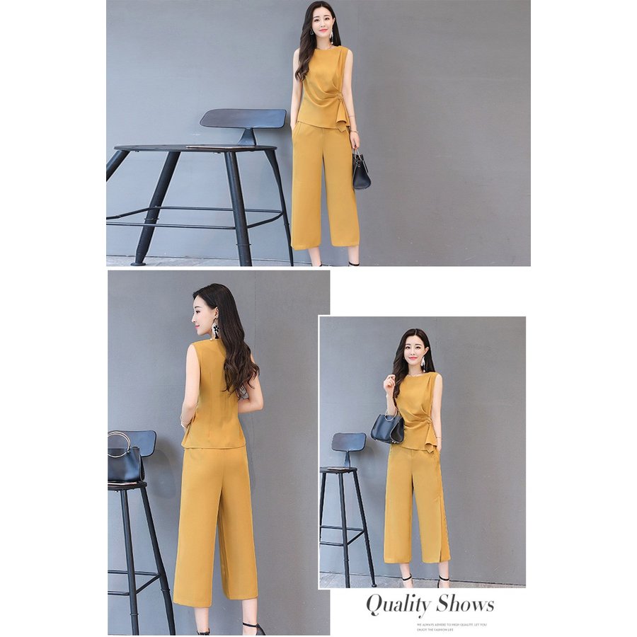 セットアップ 春夏 レディース パンツスーツ ワイドパンツ フォーマル 上下セット ノースリーブ 2点セット 九分丈 OL 着やせ 上品 卒業式 結婚式S/M/L/XL/XXL セットアップ 春夏 レディース パンツスーツ ワイドパンツ フォーマル 上下セット ノースリーブ 2点セット 九分丈 OL 着やせ 上品 卒業式 結婚式S/M/L/XL/XXL