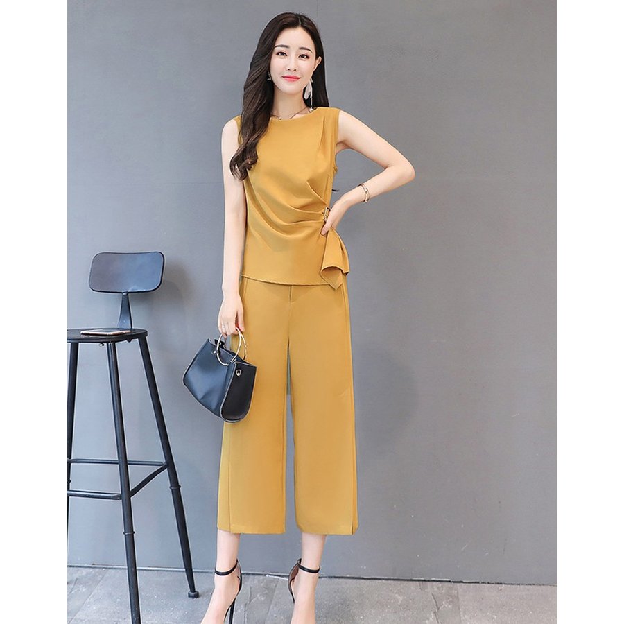 セットアップ 春夏 レディース パンツスーツ ワイドパンツ フォーマル 上下セット ノースリーブ 2点セット 九分丈 OL 着やせ 上品 卒業式 結婚式S/M/L/XL/XXL セットアップ 春夏 レディース パンツスーツ ワイドパンツ フォーマル 上下セット ノースリーブ 2点セット 九分丈 OL 着やせ 上品 卒業式 結婚式S/M/L/XL/XXL