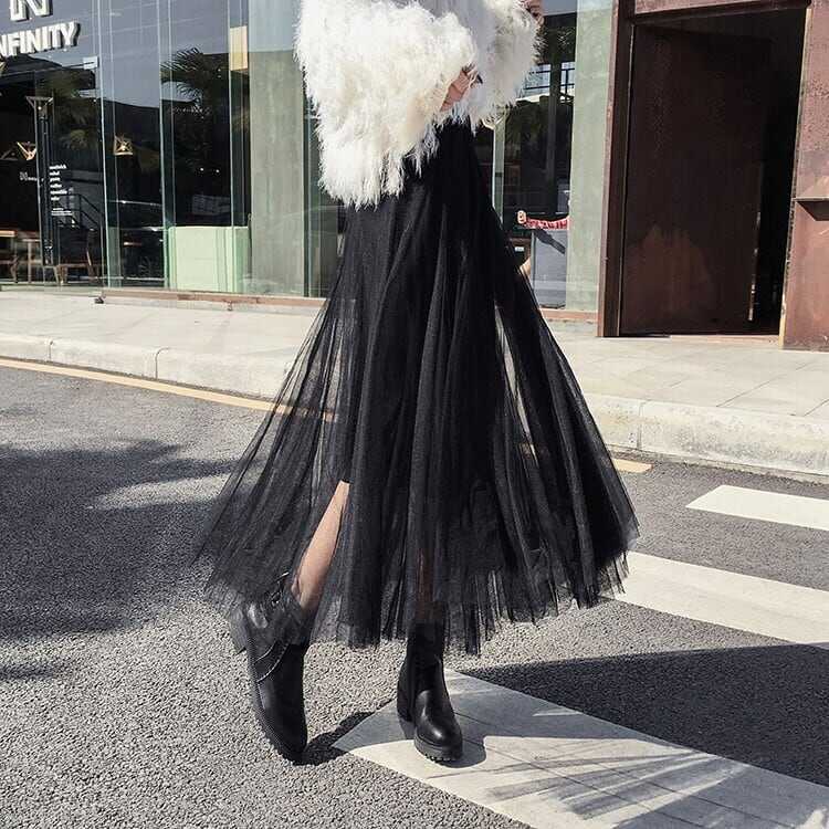 ボトムス プリーツ スカート ハイウエスト 無地 チュールスカート ミモレ丈 メッシュ 透け感 かわいい 大人可愛い きれいめ シンプル カジュアル 大人 上品 おしゃれ お洒落 かっこいい lbot