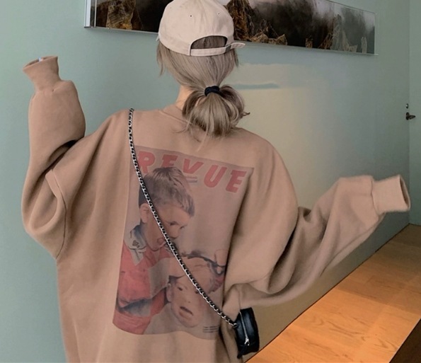 レディース トップス プルオーバー スウェット ロング 長袖 萌袖 ラウンドネック かわいい シンプル カジュアル おしゃれ こなれ感 ラフ メンズライク ボーイッシュ ルーズ キュート ナチュラル