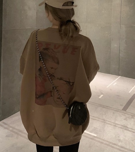 レディース トップス プルオーバー スウェット ロング 長袖 萌袖 ラウンドネック かわいい シンプル カジュアル おしゃれ こなれ感 ラフ メンズライク ボーイッシュ ルーズ キュート ナチュラル