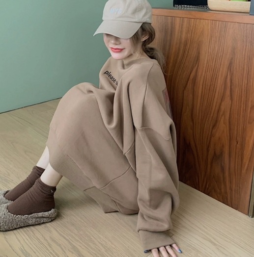 レディース トップス プルオーバー スウェット ロング 長袖 萌袖 ラウンドネック かわいい シンプル カジュアル おしゃれ こなれ感 ラフ メンズライク ボーイッシュ ルーズ キュート ナチュラル