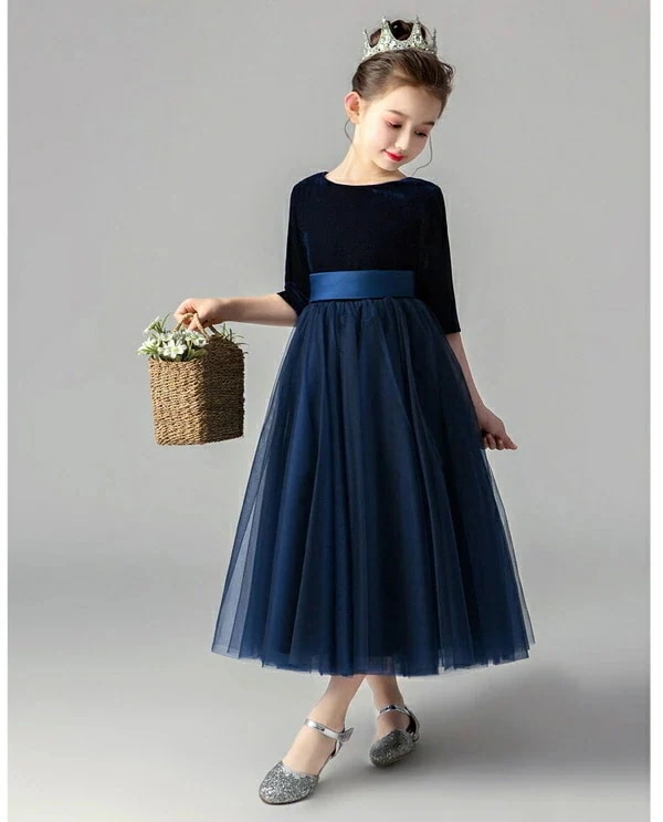 ドレス 子供 ピアノ 発表会 ピアノ発表会 中学生 ワンピース 女の子 ロングドレス 結婚式 ジュニア ピアノ発表会ドレス 袖付き 黒 パーティードレス イブニングドレス ロング キッズ ロ