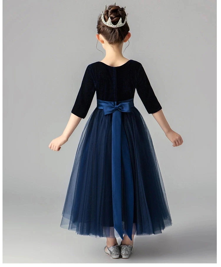 ドレス 子供 ピアノ 発表会 ピアノ発表会 中学生 ワンピース 女の子 ロングドレス 結婚式 ジュニア ピアノ発表会ドレス 袖付き 黒 パーティードレス イブニングドレス ロング キッズ ロ