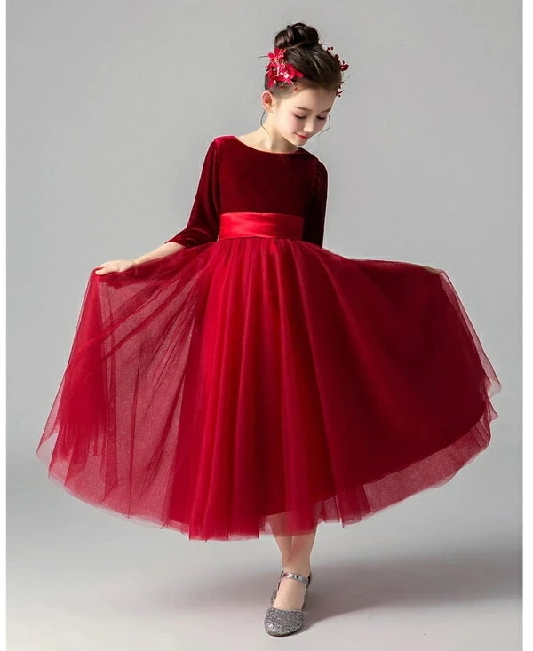 ドレス 子供 ピアノ 発表会 ピアノ発表会 中学生 ワンピース 女の子 ロングドレス 結婚式 ジュニア ピアノ発表会ドレス 袖付き 黒 パーティードレス イブニングドレス ロング キッズ ロ