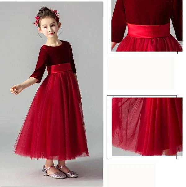 ドレス 子供 ピアノ 発表会 ピアノ発表会 中学生 ワンピース 女の子 ロングドレス 結婚式 ジュニア ピアノ発表会ドレス 袖付き 黒 パーティードレス イブニングドレス ロング キッズ ロ