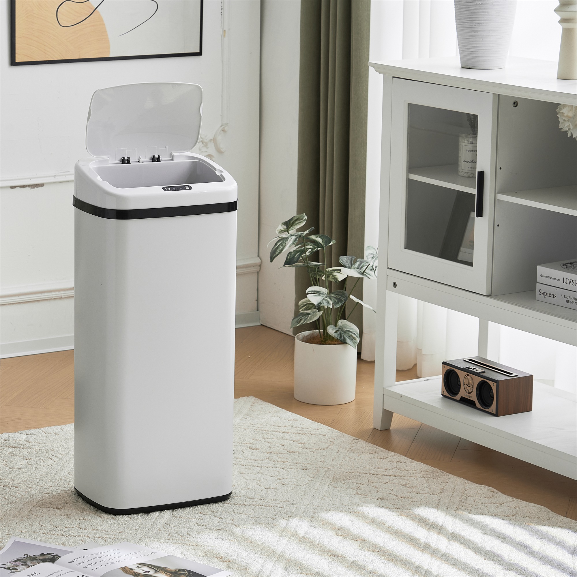 E12【人気商品】センサー全自動開閉式 ゴミ箱 大容量45L ホワイト E12【人気商品】センサー全自動開閉式 ゴミ箱 大容量45L ホワイト