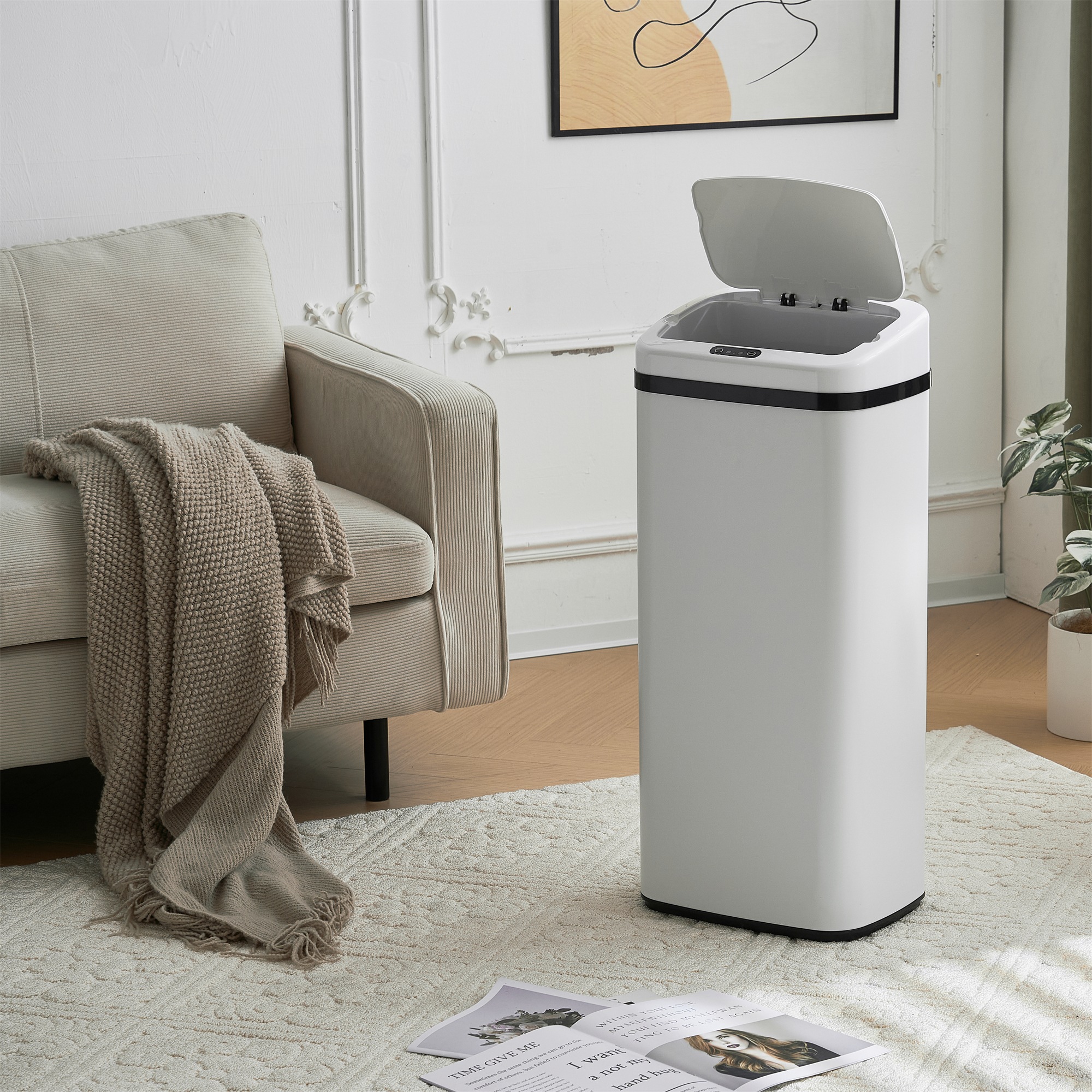 E12【人気商品】センサー全自動開閉式 ゴミ箱 大容量45L ホワイト E12【人気商品】センサー全自動開閉式 ゴミ箱 大容量45L ホワイト