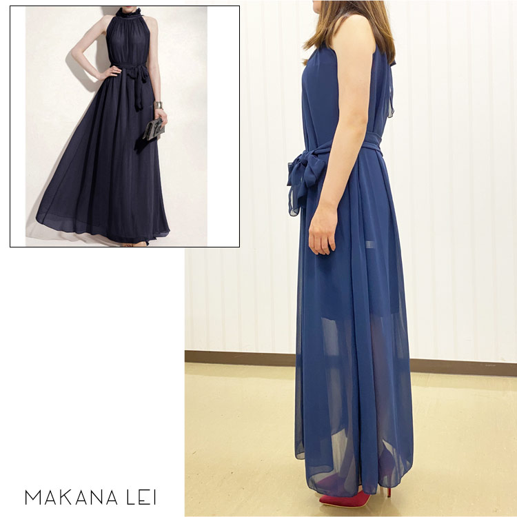 【新作】レディース　ワンピース　シフォン ハイネック ロングドレス フォーマルワンピース パーティードレス ロング マキシ ハイネック フェミニン ブラック ネイビー 秋 冬