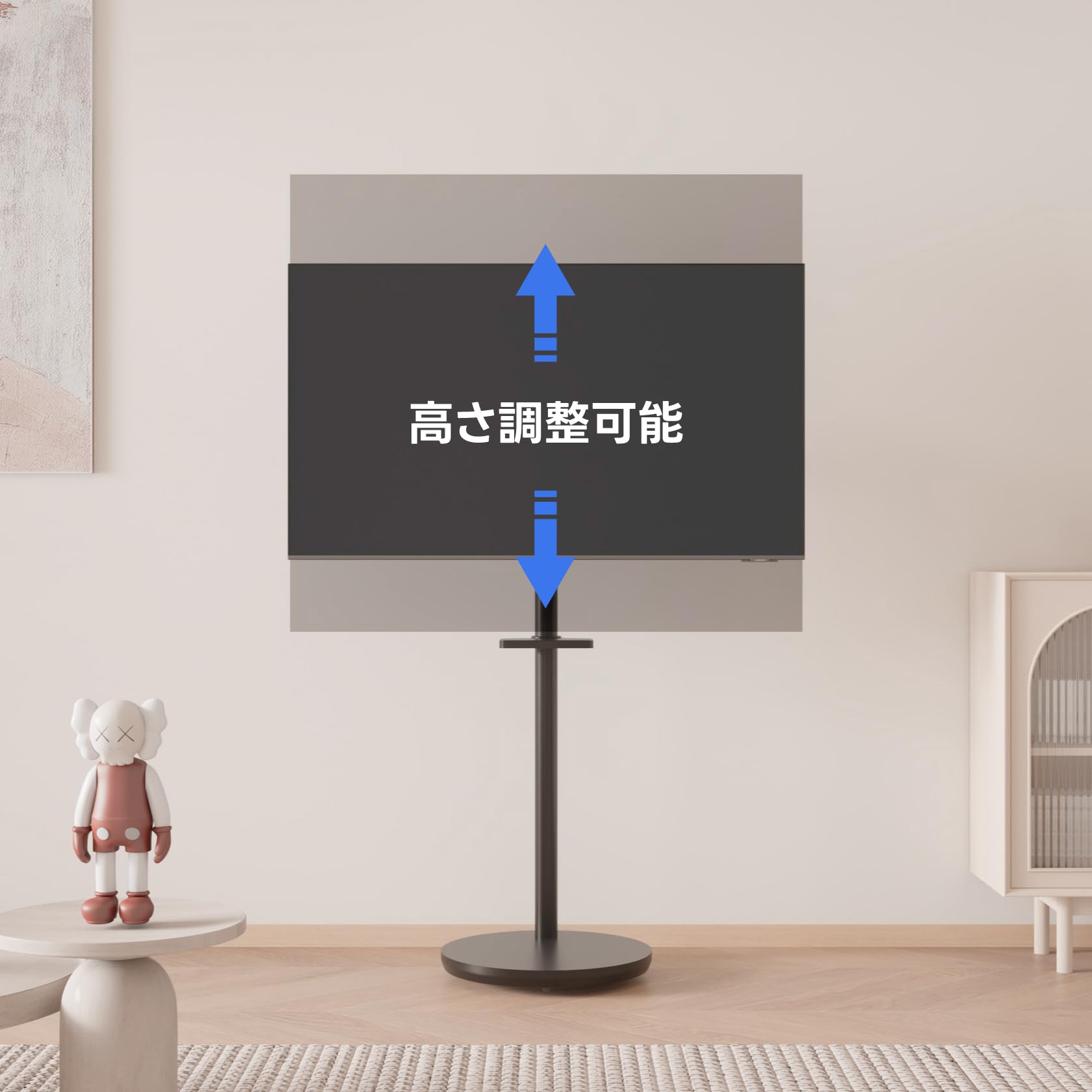 テレビスタンド 小型 テレビ台 黒 壁寄せ 移動式 キャスター付き tvスタンド 49インチ対応 耐荷重16KG VESA規格75x75/100x100/200x200/150x1 50397