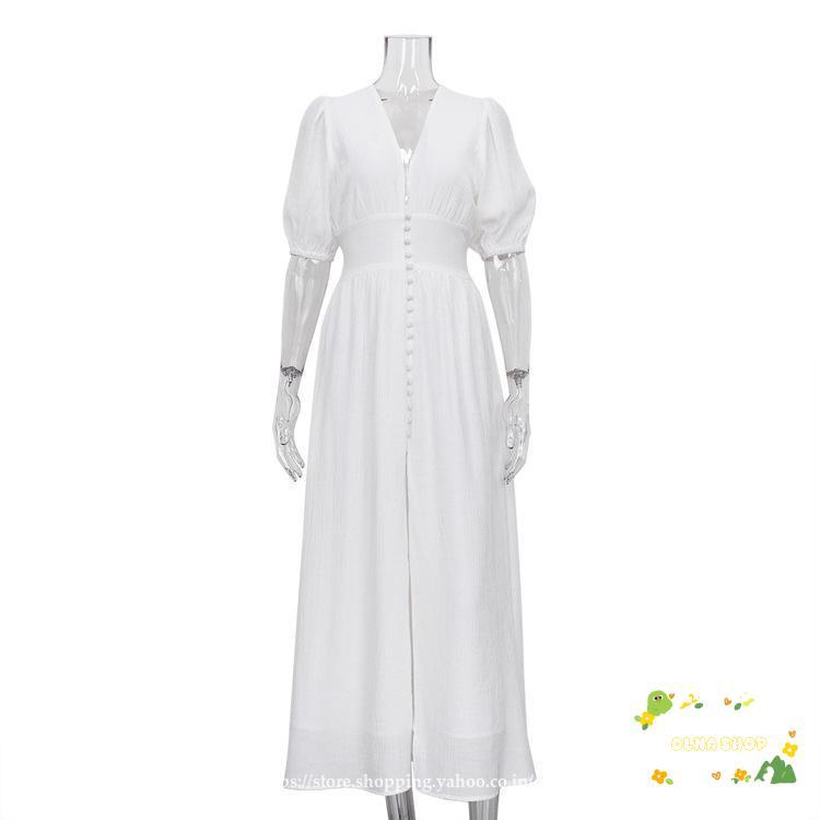 リゾートワンピース ロング マキシ丈 リブ裾 半袖 aライン スリット 旅行 リゾート バカンス ハワイ リゾートホワイト 白 リゾートワンピース ロング マキシ丈 リブ裾 半袖 aライン スリット 旅行 リゾート バカンス ハワイ リゾートホワイト 白