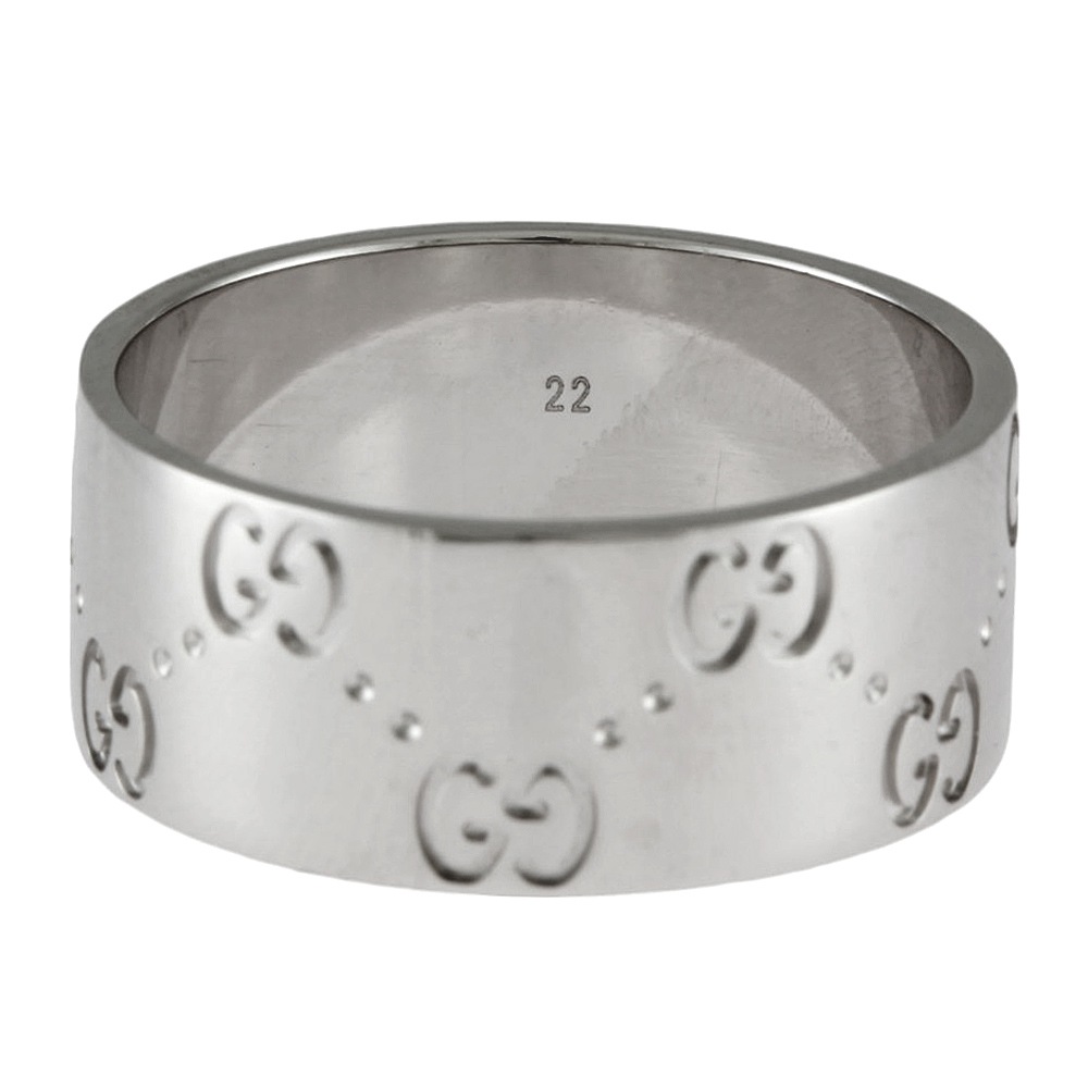 グッチ アイコン ワイド リング 指輪 20.5号 18金 K18ホワイトゴールド GUCCI 中古 美品 グッチ アイコン ワイド リング 指輪 20.5号 18金 K18ホワイトゴールド GUCCI 中古 美品