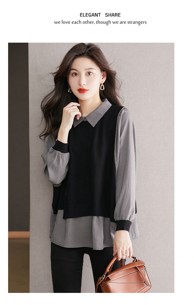 秋 レイジー レディース ニット セータートップ ファッション デザイン レベル センス チェック柄 シャツ ブラック ネイビー M L XL XXL トップス 袖あり かわいい 大人可愛い きれいめ 秋 レイジー レディース ニット セータートップ ファッション デザイン レベル センス チェック柄 シャツ ブラック ネイビー M L XL XXL トップス 袖あり かわいい 大人可愛い きれいめ