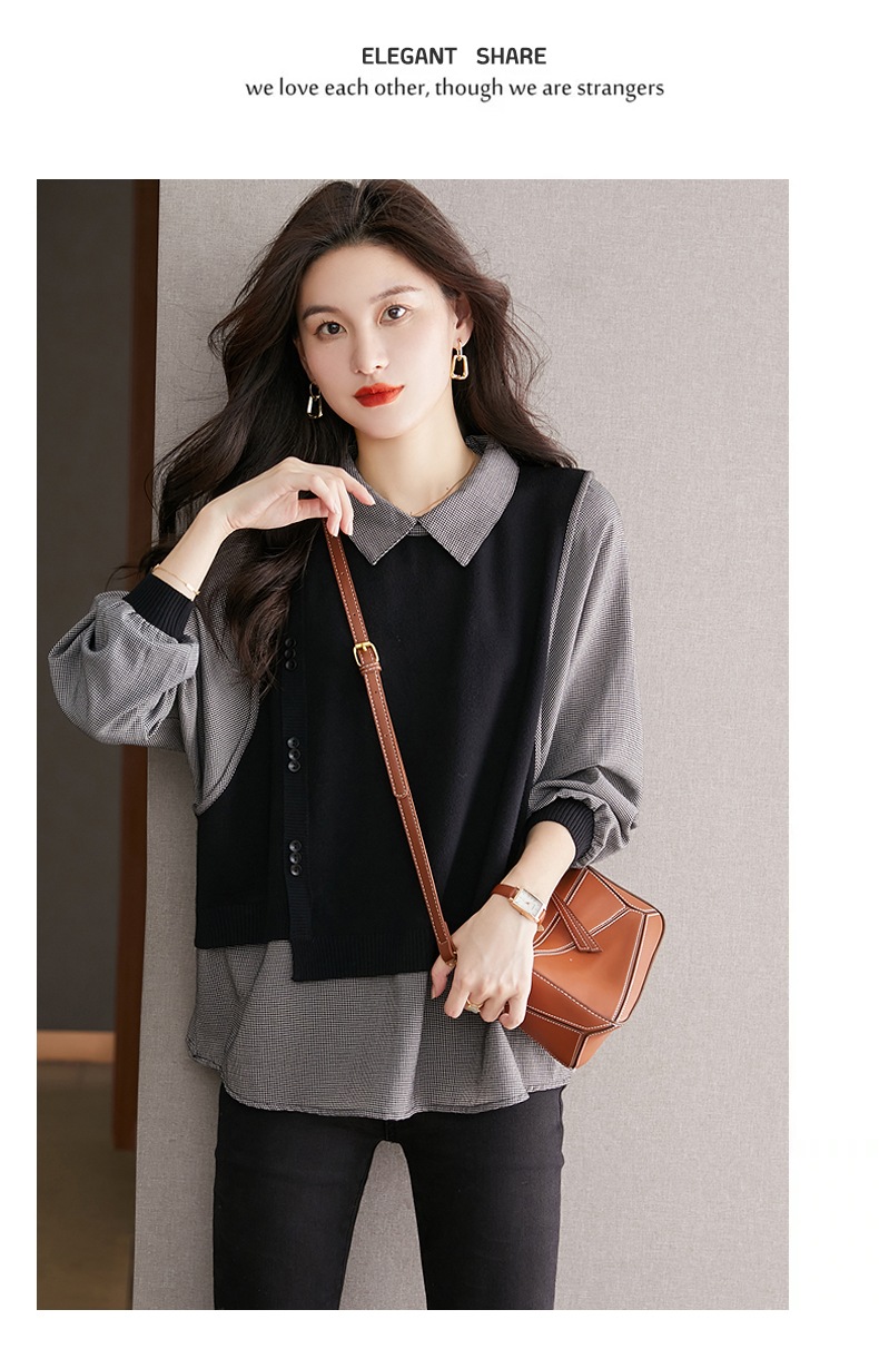 秋 レイジー レディース ニット セータートップ ファッション デザイン レベル センス チェック柄 シャツ ブラック ネイビー M L XL XXL トップス 袖あり かわいい 大人可愛い きれいめ 秋 レイジー レディース ニット セータートップ ファッション デザイン レベル センス チェック柄 シャツ ブラック ネイビー M L XL XXL トップス 袖あり かわいい 大人可愛い きれいめ