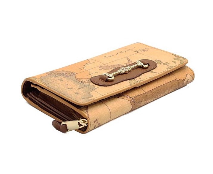 PRIMA CLASSE PL07-G611-BROWN プリマクラッセ 二折長財布 ベージュ/ブラウン/ゴールド /取寄品/裁断箇所により地図柄が異なります 88clb10.org