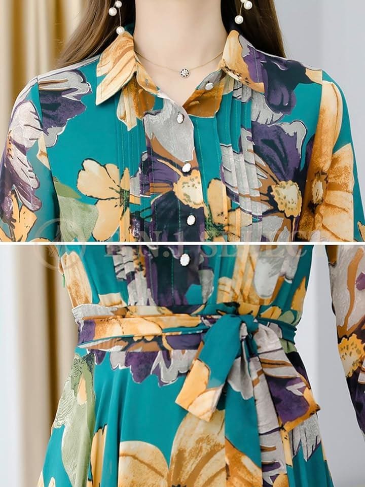 ワンピース レディース 春 秋 ロング きれいめ Aライン 花柄 裏地あり BN227 RED( レッド, 2XL) ワンピース レディース 春 秋 ロング きれいめ Aライン 花柄 裏地あり BN227 RED( レッド, 2XL)