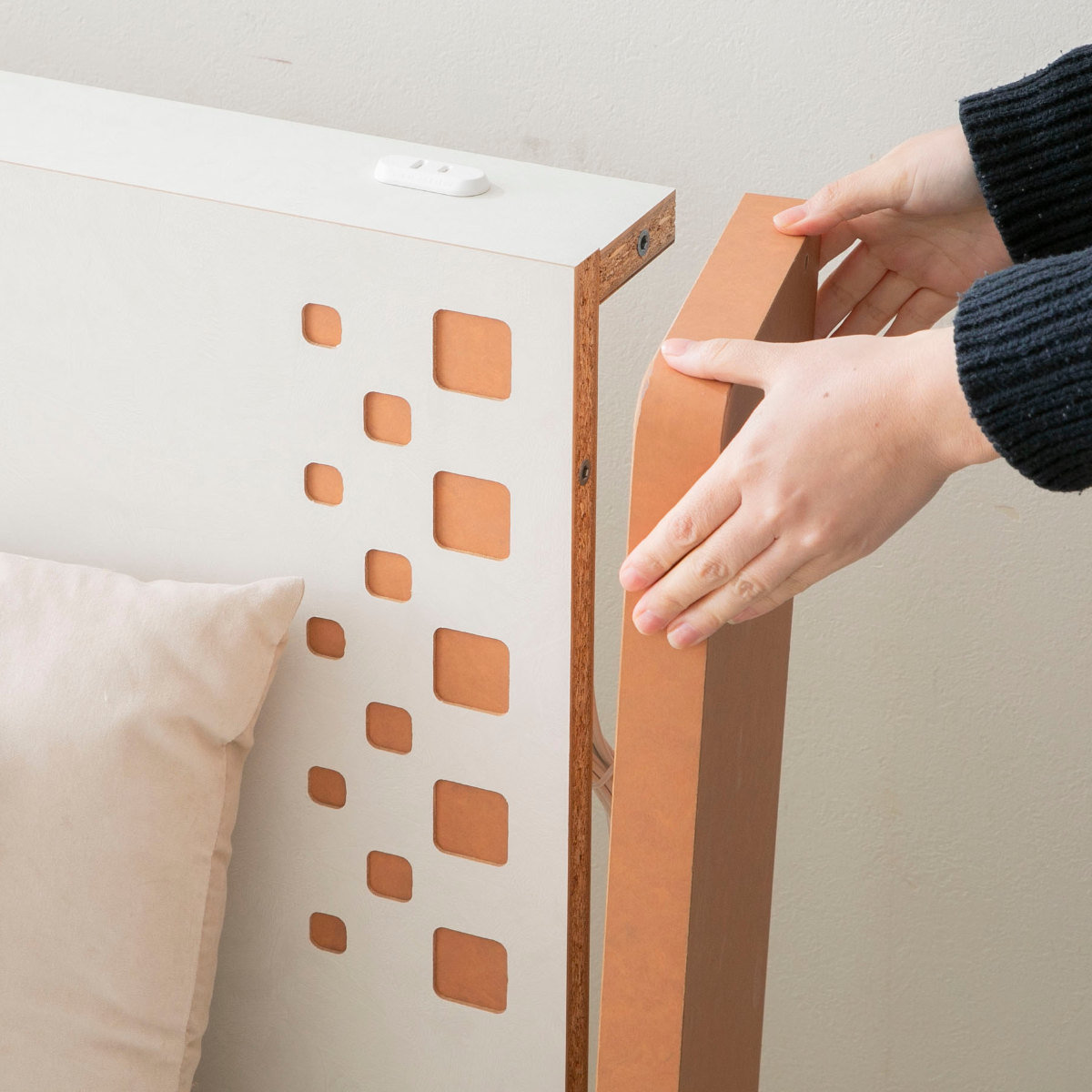 デザインベッド セミダブル YAMATE すのこ 日本製 Apel ベッド コンセント付 ベッドフレーム ロータイプ フロアベッド お掃除ロボット対応 バイカラー 棚付 テラコッタ ホワイト デザインベッド セミダブル YAMATE すのこ 日本製 Apel ベッド コンセント付 ベッドフレーム ロータイプ フロアベッド お掃除ロボット対応 バイカラー 棚付 テラコッタ ホワイト