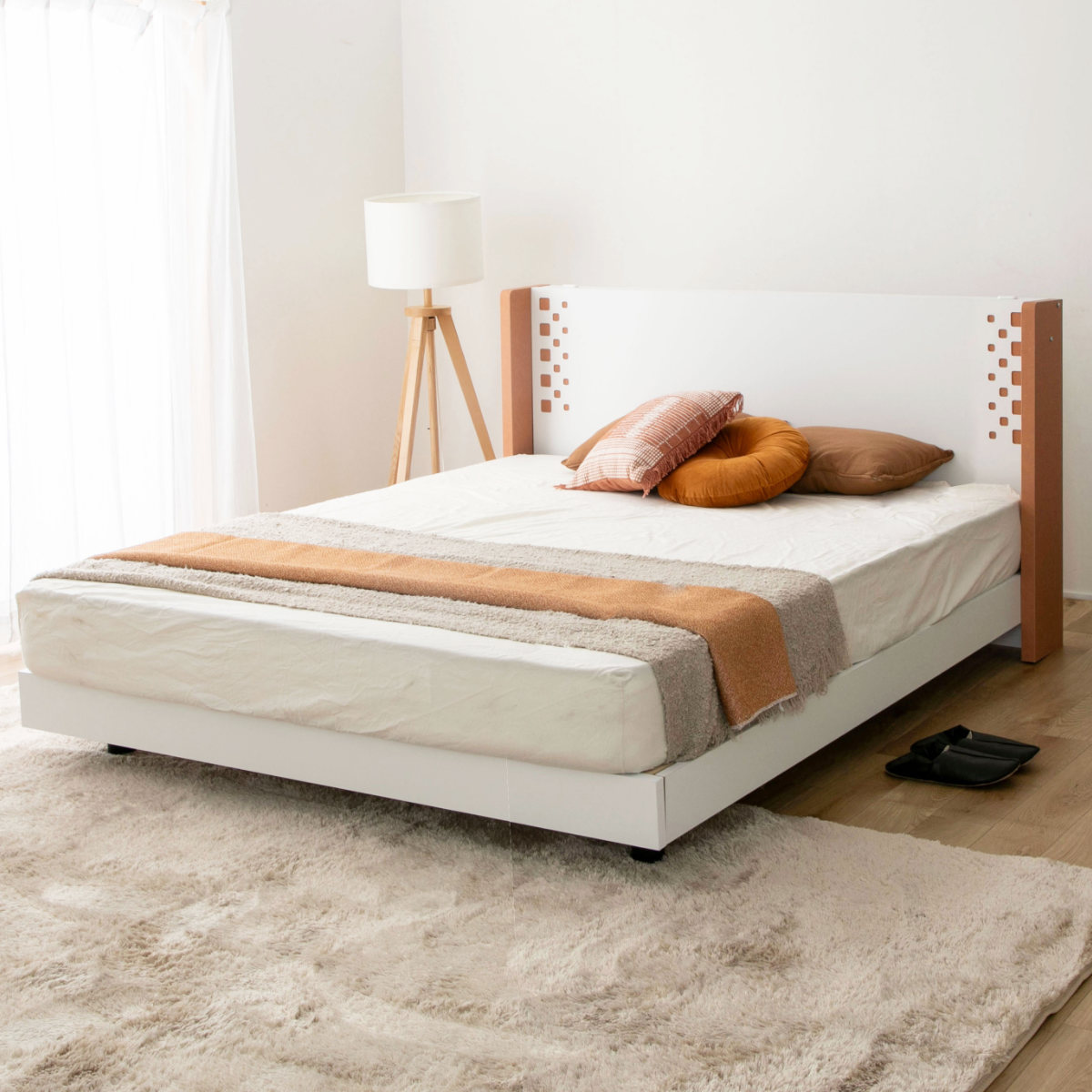 デザインベッド セミダブル YAMATE すのこ 日本製 Apel ベッド コンセント付 ベッドフレーム ロータイプ フロアベッド お掃除ロボット対応 バイカラー 棚付 テラコッタ ホワイト デザインベッド セミダブル YAMATE すのこ 日本製 Apel ベッド コンセント付 ベッドフレーム ロータイプ フロアベッド お掃除ロボット対応 バイカラー 棚付 テラコッタ ホワイト