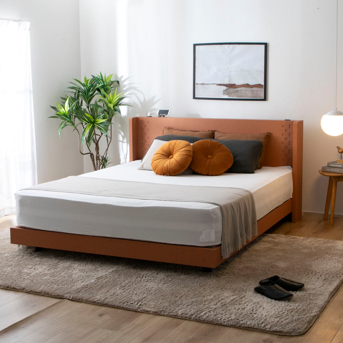 デザインベッド セミダブル YAMATE すのこ 日本製 Apel ベッド コンセント付 ベッドフレーム ロータイプ フロアベッド お掃除ロボット対応 バイカラー 棚付 テラコッタ ホワイト デザインベッド セミダブル YAMATE すのこ 日本製 Apel ベッド コンセント付 ベッドフレーム ロータイプ フロアベッド お掃除ロボット対応 バイカラー 棚付 テラコッタ ホワイト